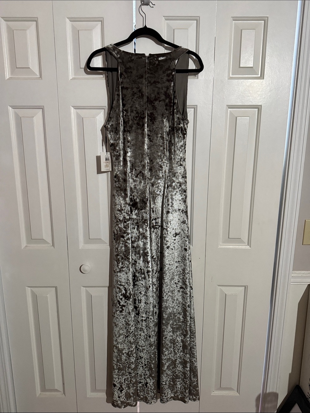 Calvin Klein Green/Silver Crushed Velvet Maxi Dress - Picture 2 of 5